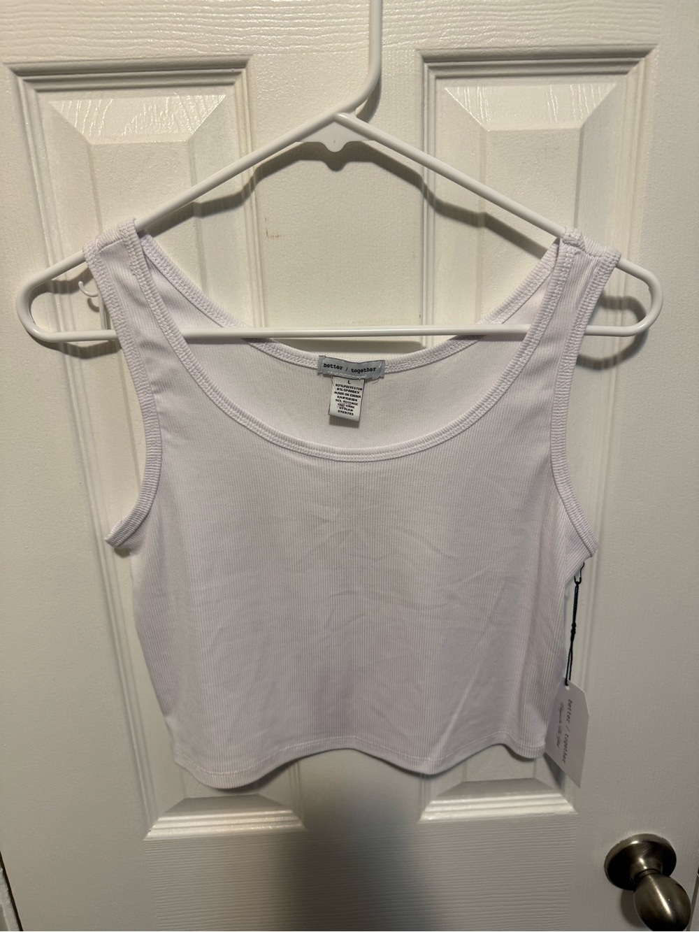 Size L Better Together White Ribbed Cropped Tank Top NWT